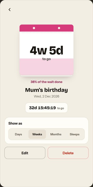 Almost event page with a live countdown ticker