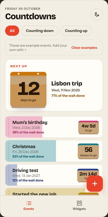 Almost events list on Kraft paper, a Premium paper style