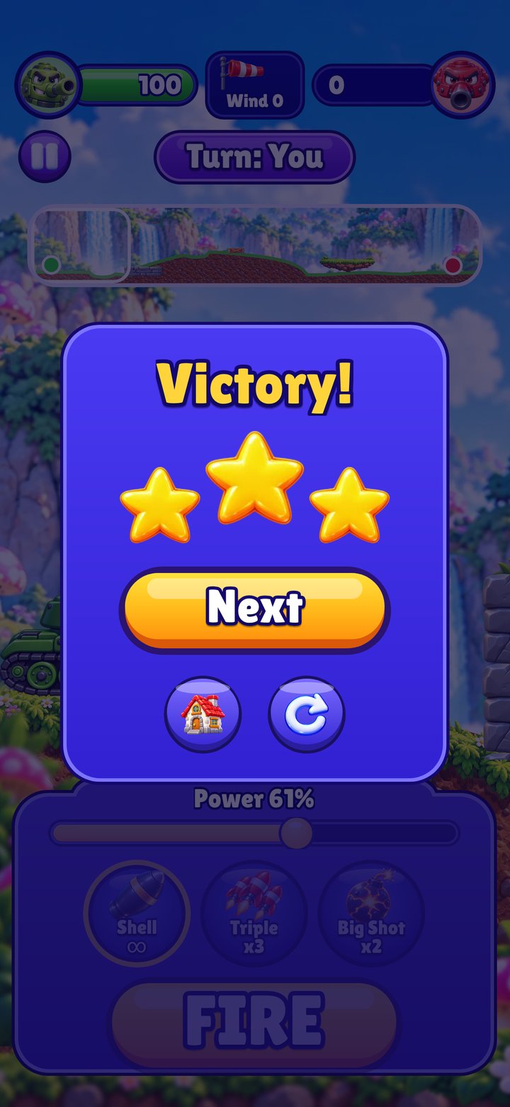 Tank Tussle victory: three stars and Next, full size